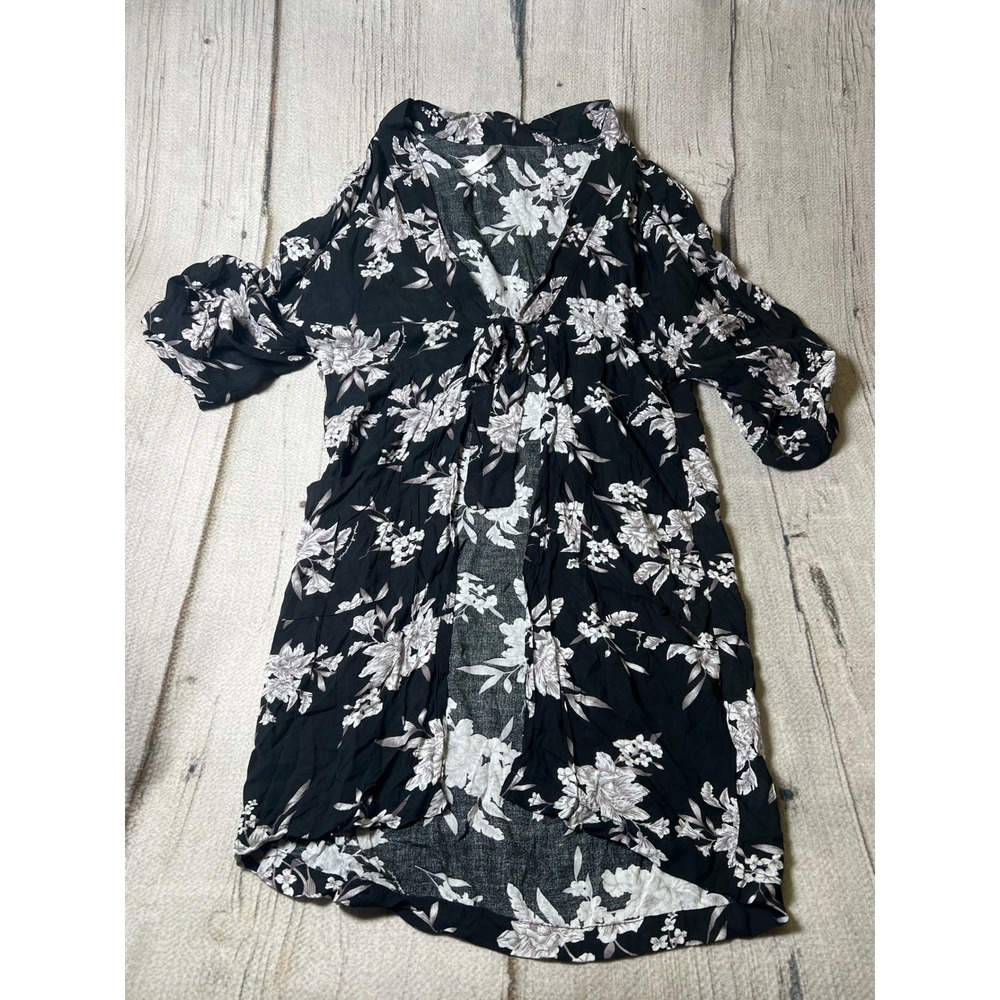 Spiritual Gangster Kimono Cardigan Womens OS Black Floral Boho Beach Coverup